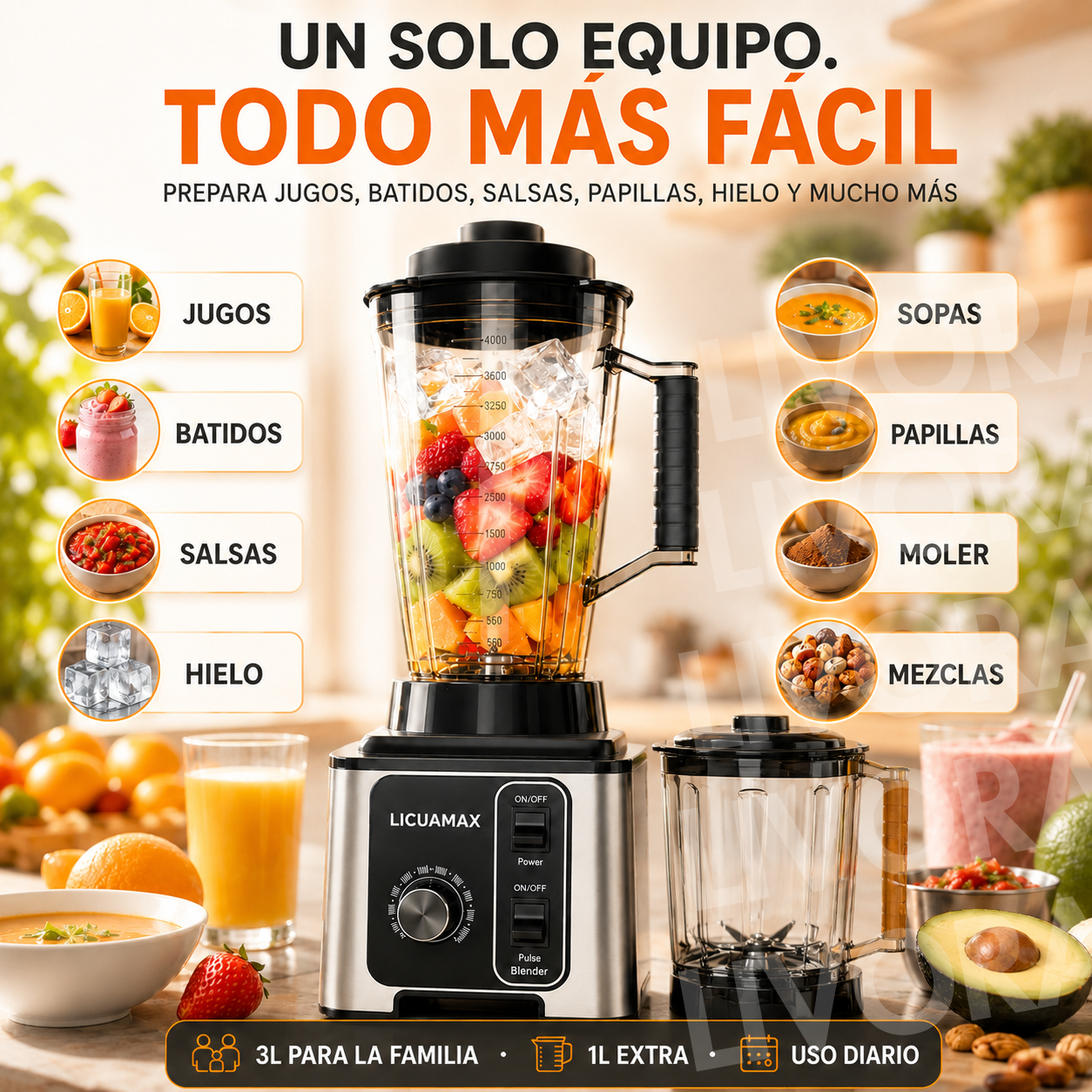LICUAMAX PRO MULTIFUNCIONAL 8 EN 1 + RECETARIO Y REGALO SORPRESA